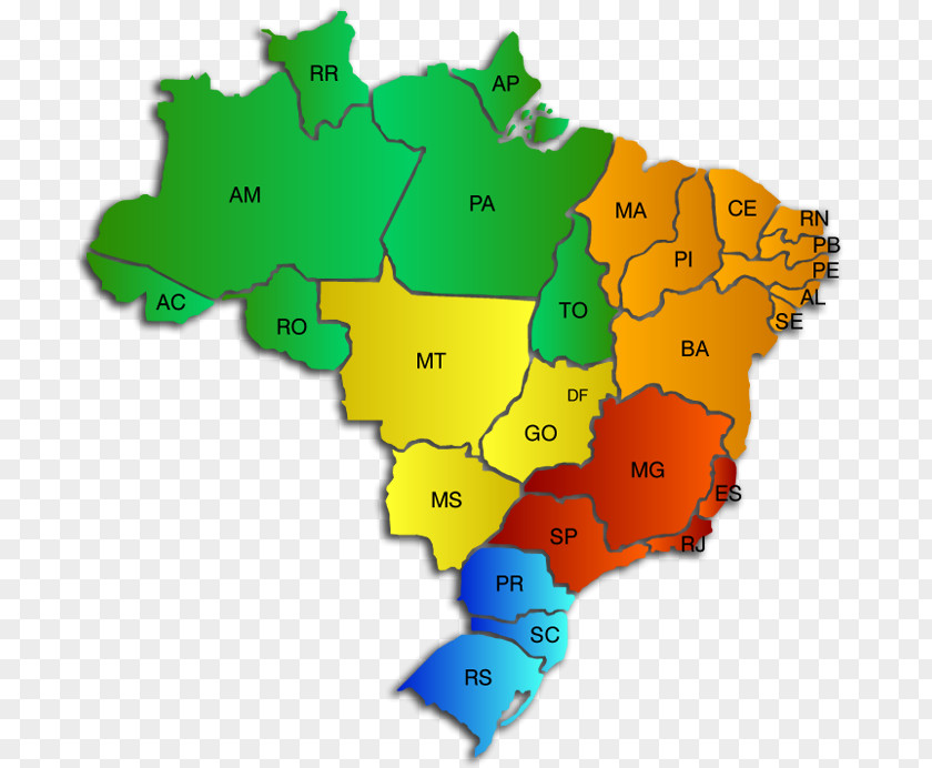 Map Regions Of Brazil World Geography PNG