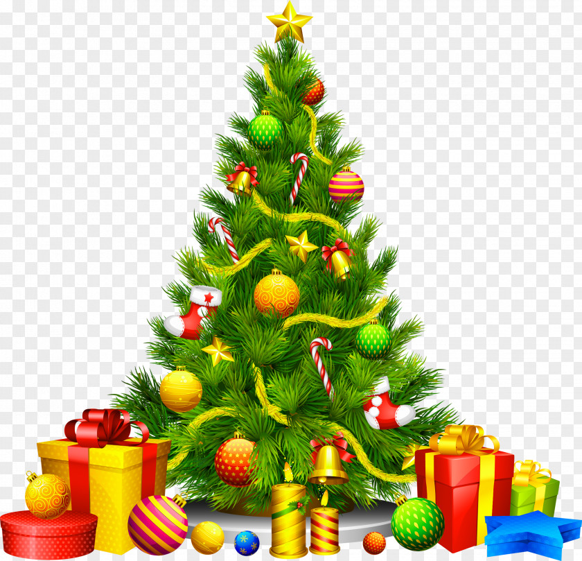 Large Transparent Christmas Tree With Presents Clipart Ornament Clip Art PNG