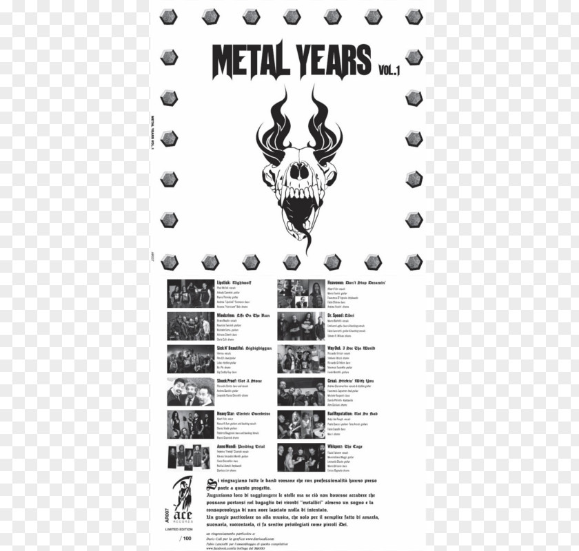Both Side Flyer Ace Records Roma Heavy Metal Musical Ensemble Graphic Design Font PNG