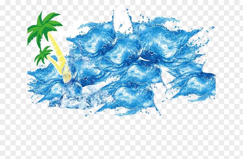 Seawater Spray Coconut Drop Wind Wave PNG