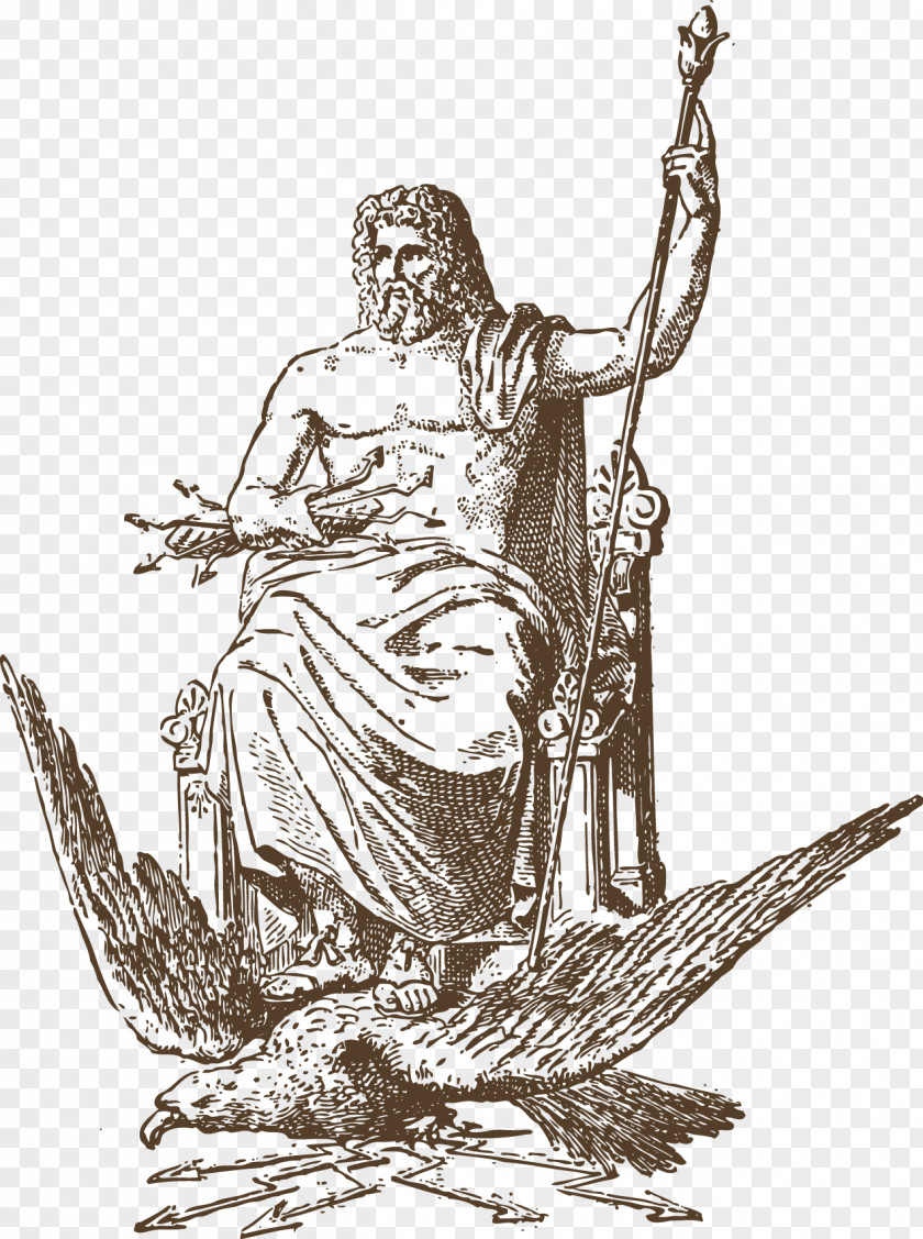 Vector Ancient Greece Statue Zeus Hera Poseidon Greek Mythology PNG