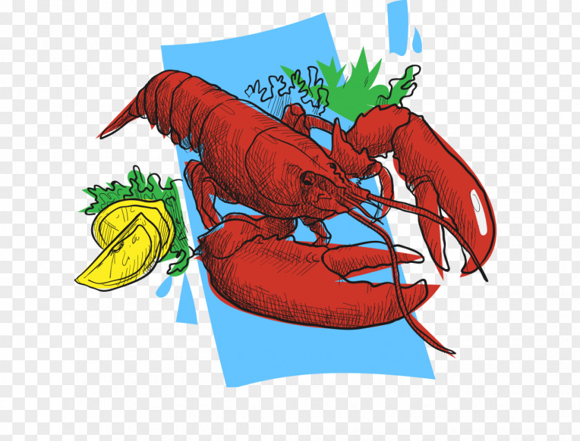 Palinurus Poster Illustration PNG Illustration, Lemon lobster cartoon poster clipart PNG