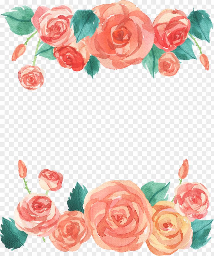 Watercolor Hand Painted Rose Border Painting Vecteur PNG