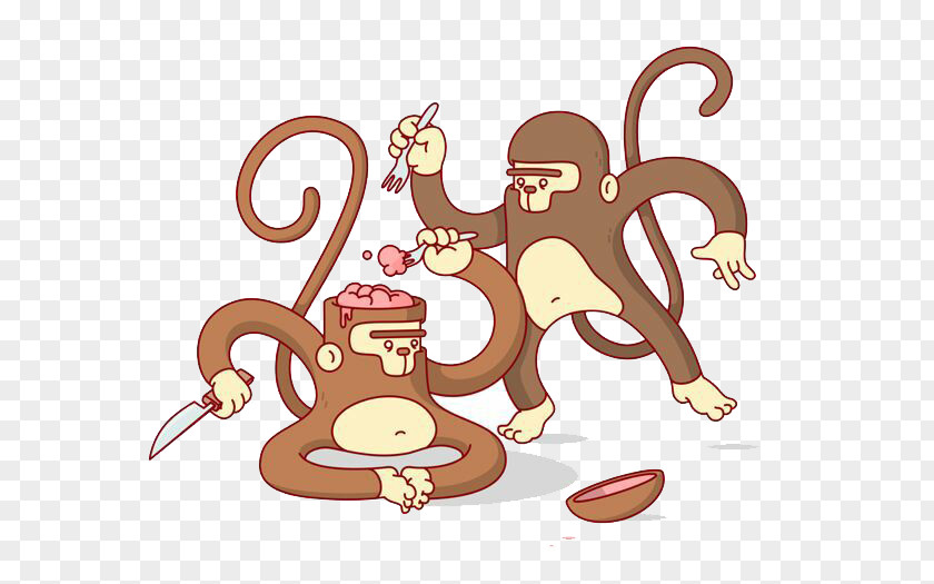 Monkey Eat Head Stuff Illustrator Art Illustration PNG