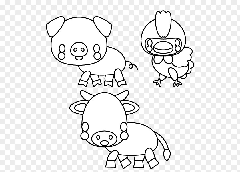Poultry And Livestock Drawing Line Art PNG