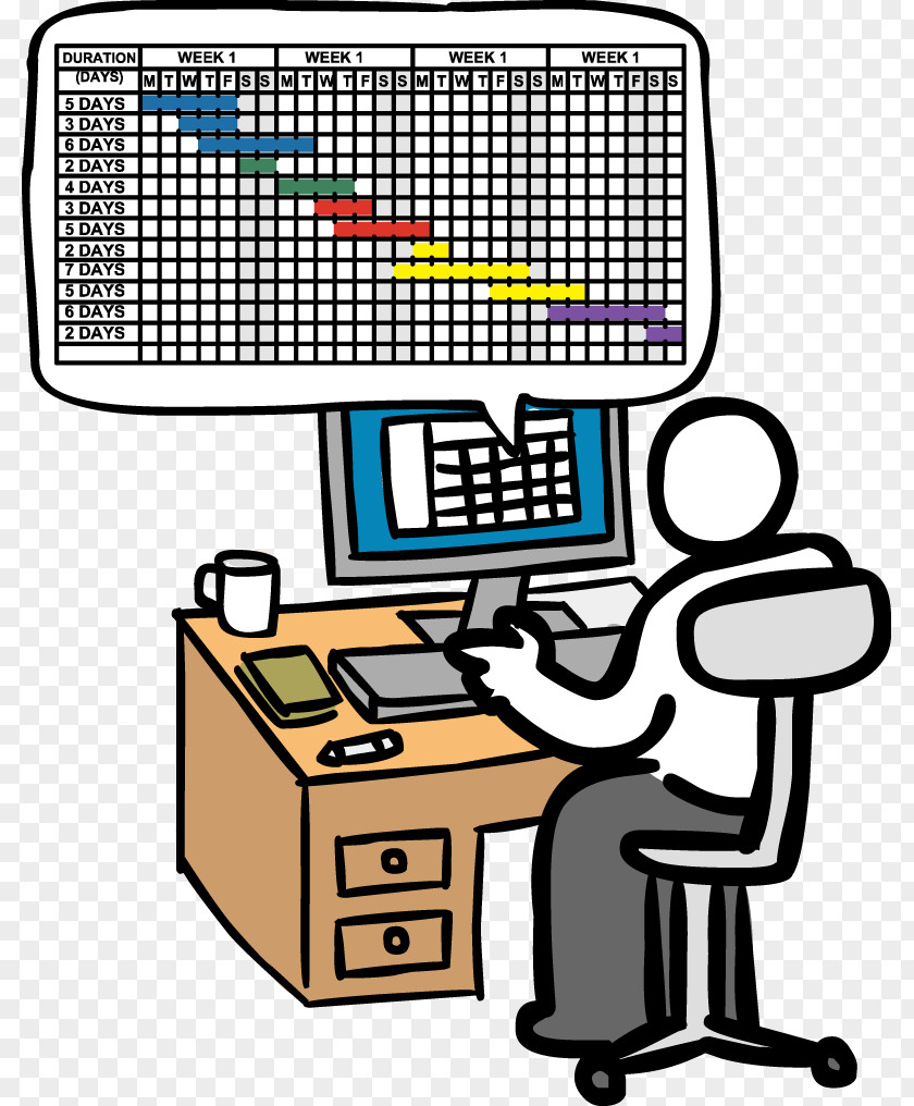 Project Management Cartoons Gantt Chart Diagram PNG