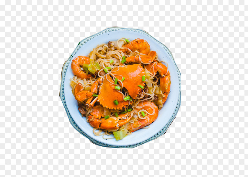 Fans Braised Crab Chow Mein Chinese Cuisine Seafood PNG