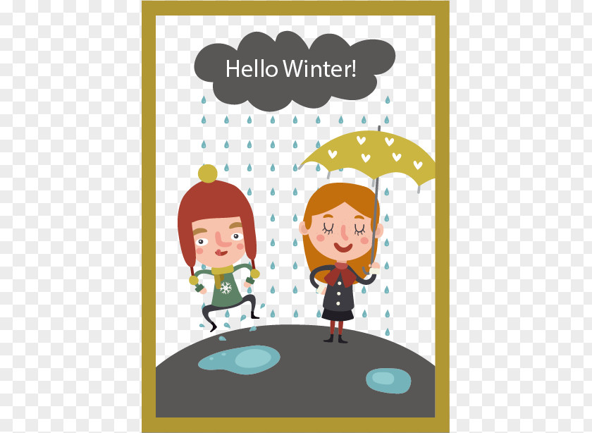 Embrace Winter Rain Illustration PNG