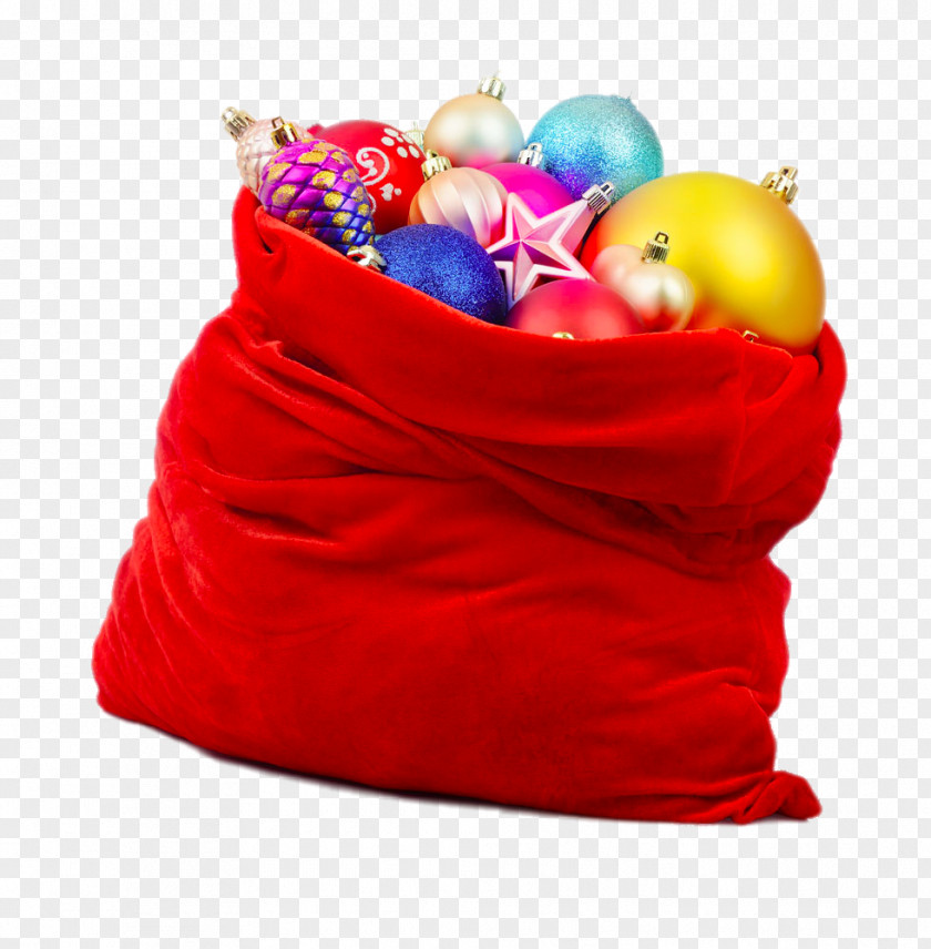 HD Red Ball Bag Santa Claus Christmas Gift PNG
