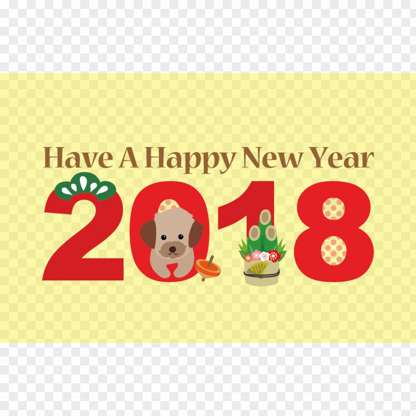 New Year 2019 Illustration Card Dog Japanese Text PNG