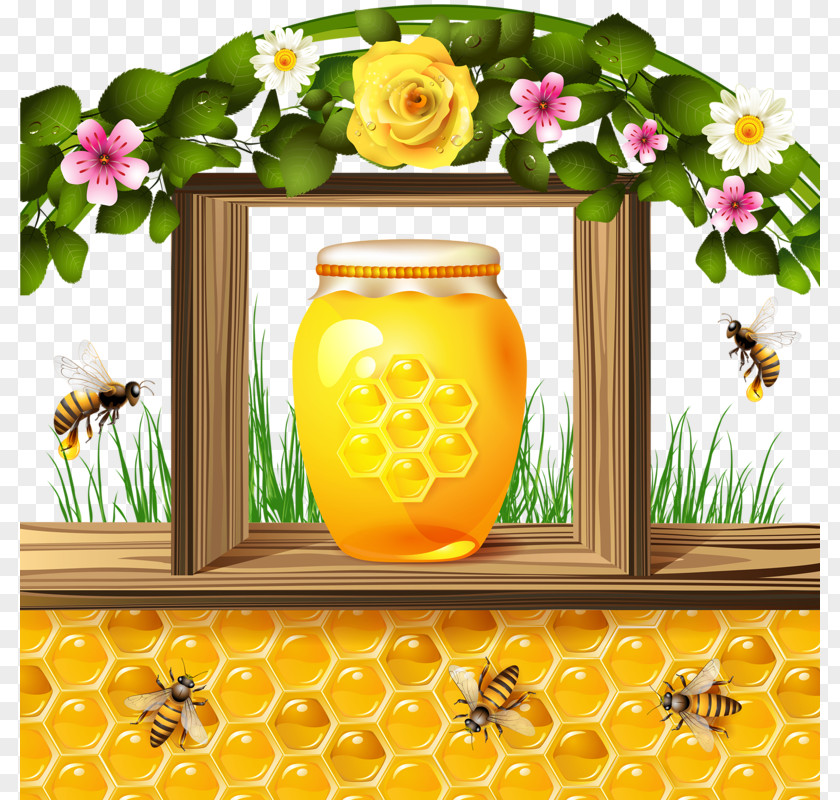 Bee Honey Insect Honeycomb Bumblebee PNG