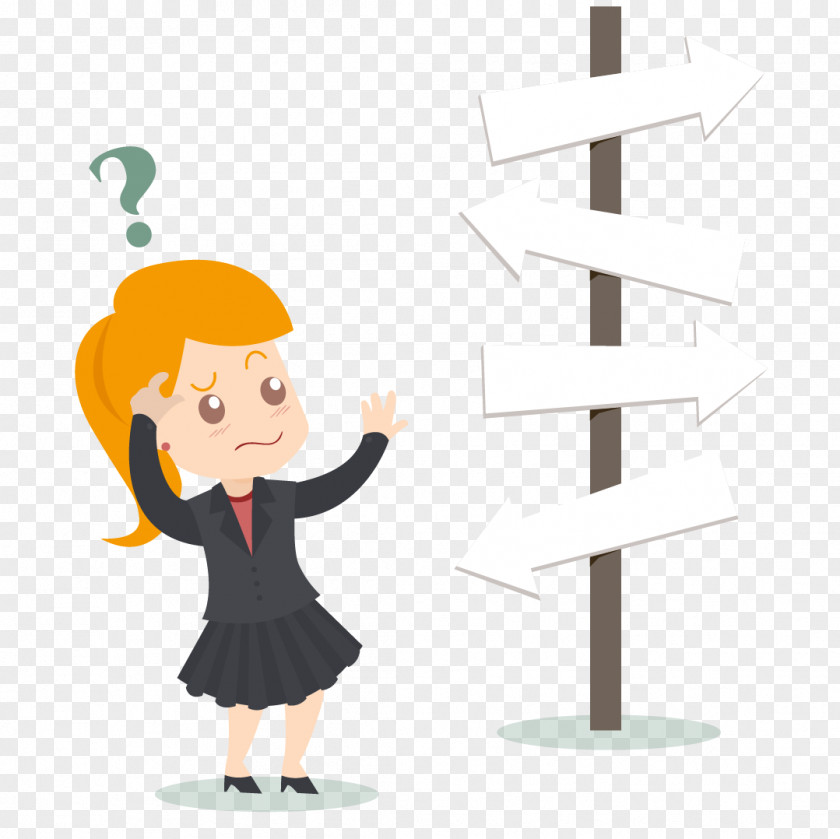 Road Sign Before The Confused Business Woman Vector Email Gmail Scrum PNG