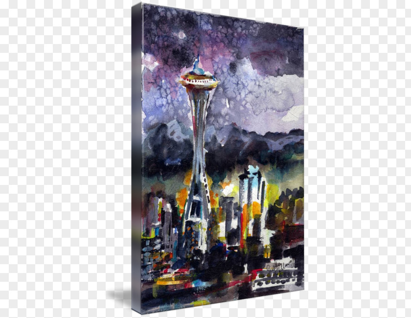 Space Needle Painting Modern Art Poster Architecture PNG