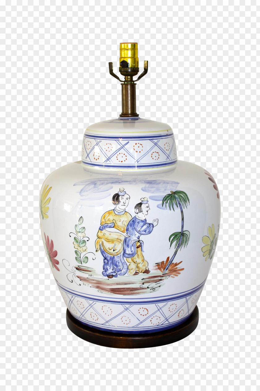 Hand Painted Lamp Vase Ceramic Blue And White Pottery Porcelain PNG