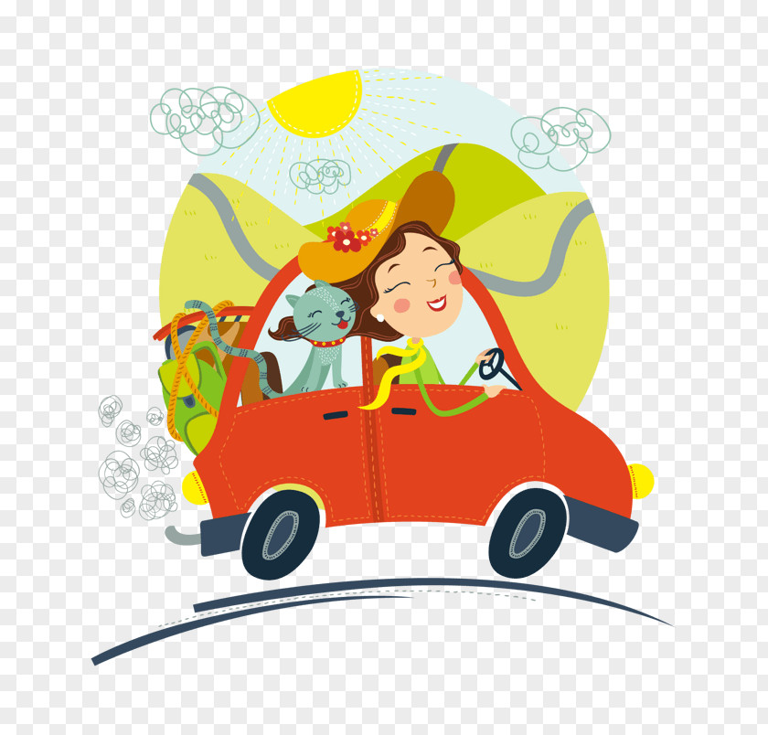 Kara Clip Art Car Cat Driving Illustration PNG