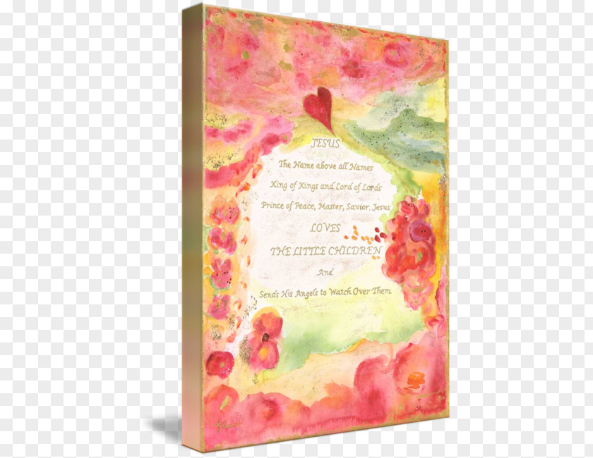Jesus Kids Floral Design Greeting & Note Cards Picture Frames Pink M PNG