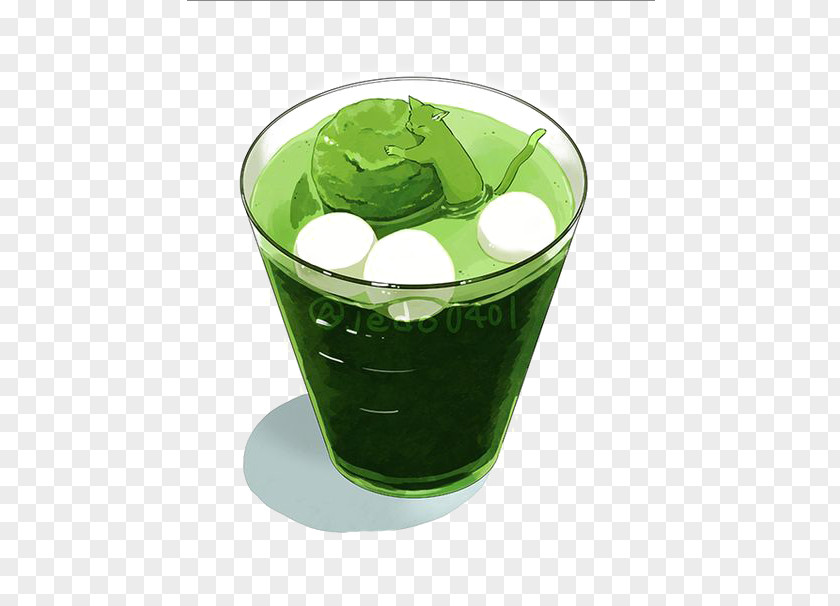 Cartoon Green Tea Coffee Yum Cha Drink PNG