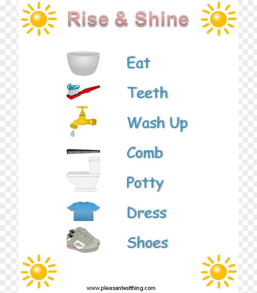 Bedtime Routine Pictures Chart Morning Clip Art PNG