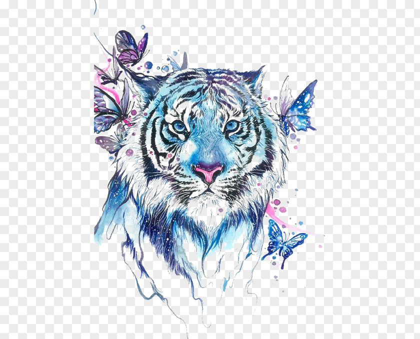 Drawing Tiger Butterfly Abziehtattoo Flash PNG