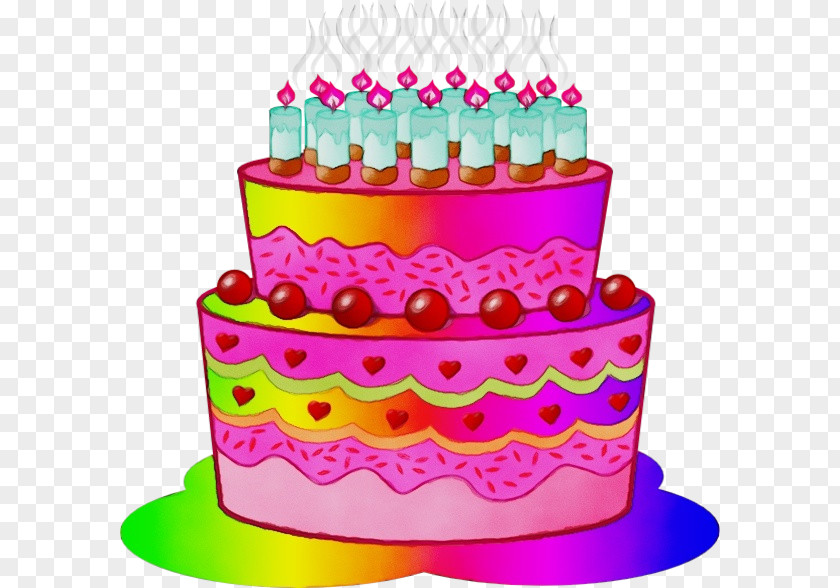 Cuisine Fondant Pink Birthday Cake PNG