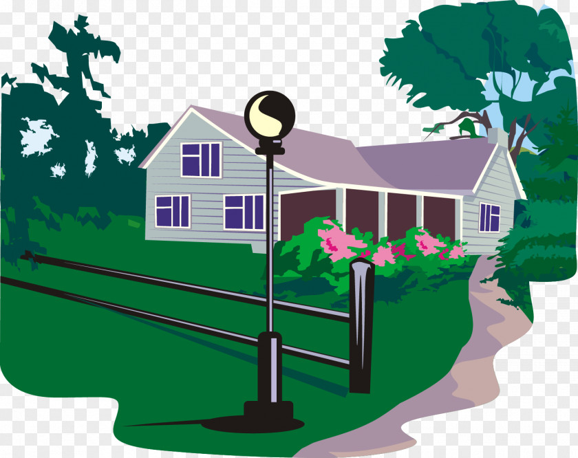 Forest Villa Between Vector Material House Illustration PNG
