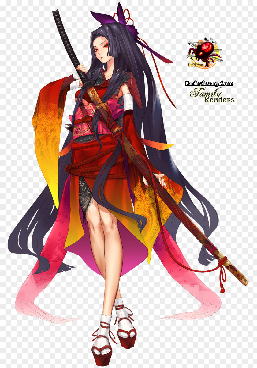 Samurai Hyakka Ryōran Art Female Character PNG