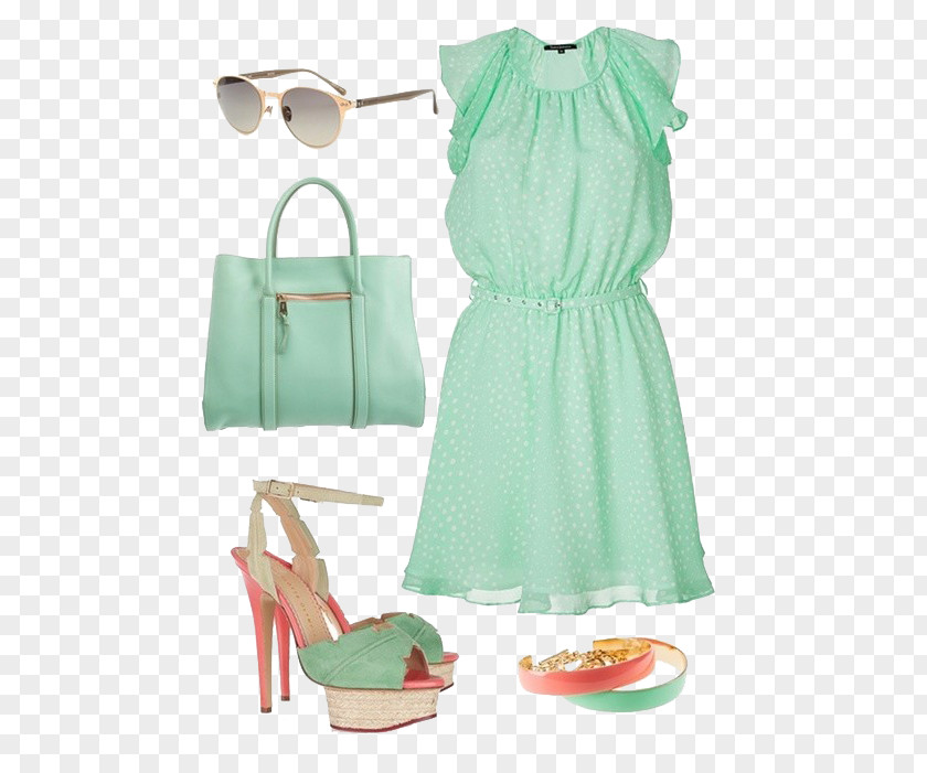 Mint Green Dress Was Thin Waist Clothing Fashion Footwear PNG