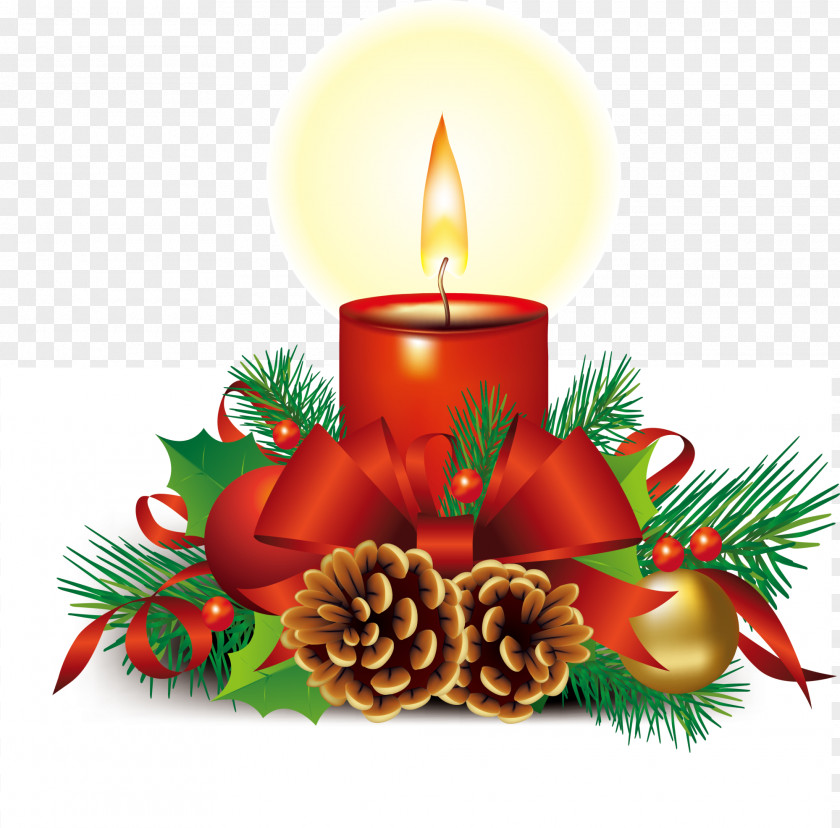 Red Bow Candle Santa Claus Christmas Symbol Illustration PNG
