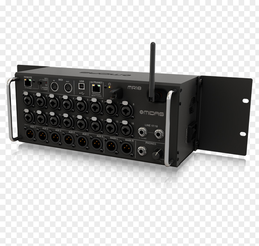 Audio Mixing Console Digital Mixers Midas MR18 Consoles M32R PNG