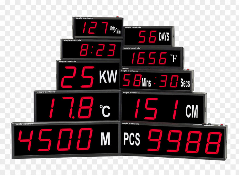 Digital Clock Display Device LED Eagle Controls Counter PNG