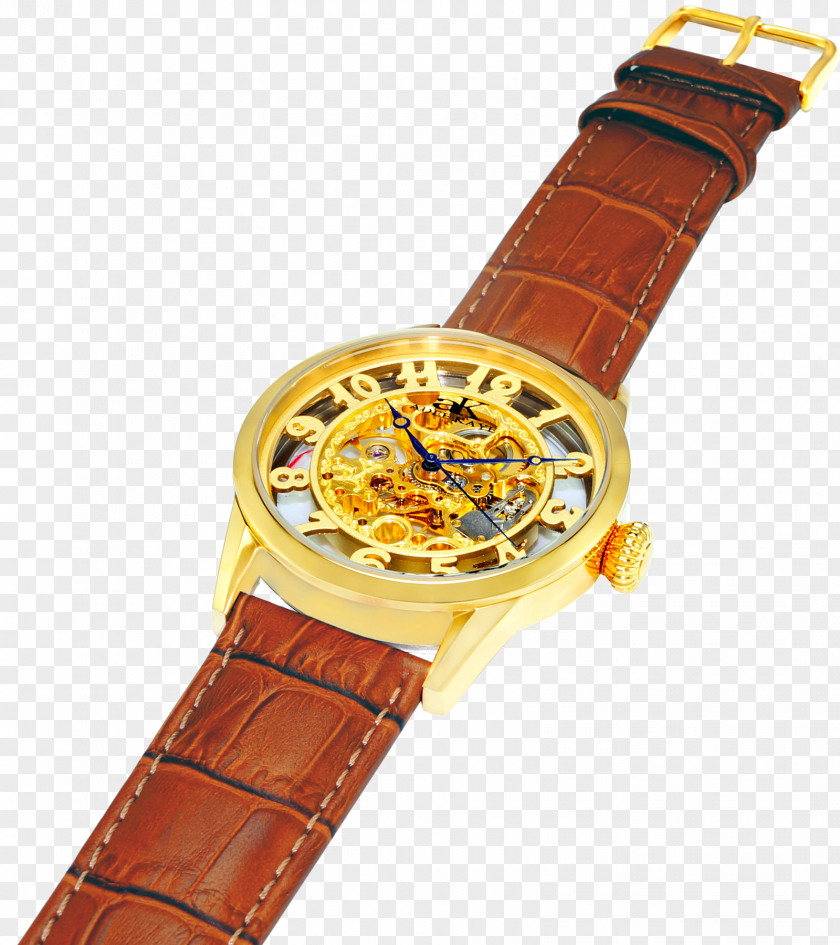 Watch Strap Brown Metal PNG