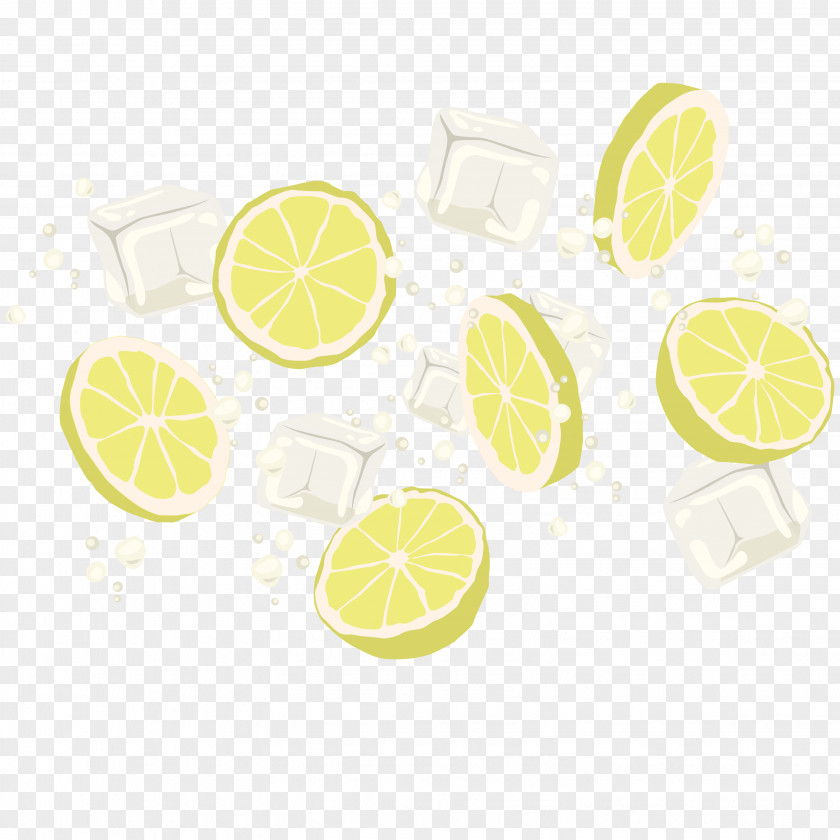 Lemon Slices And Ice Cubes Vector Material Caipirinha Lemon-lime Drink Cube PNG