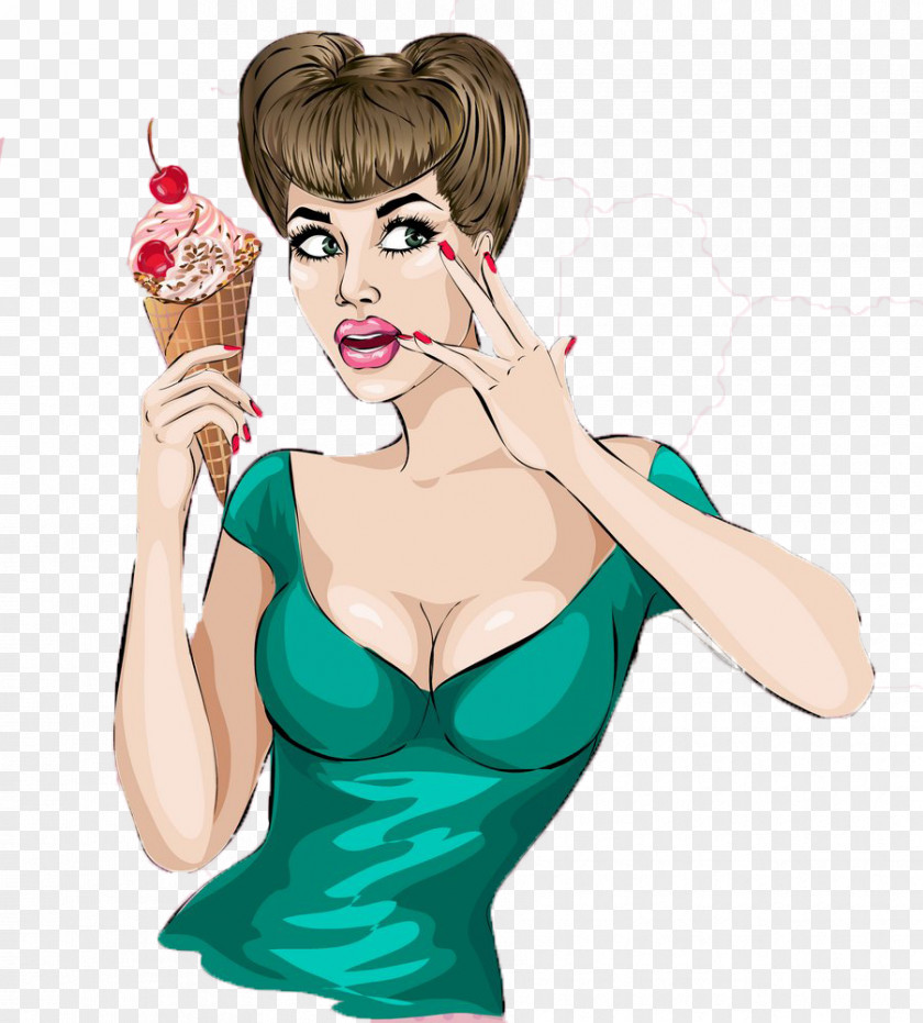 Take Ice Cream Woman Illustration PNG