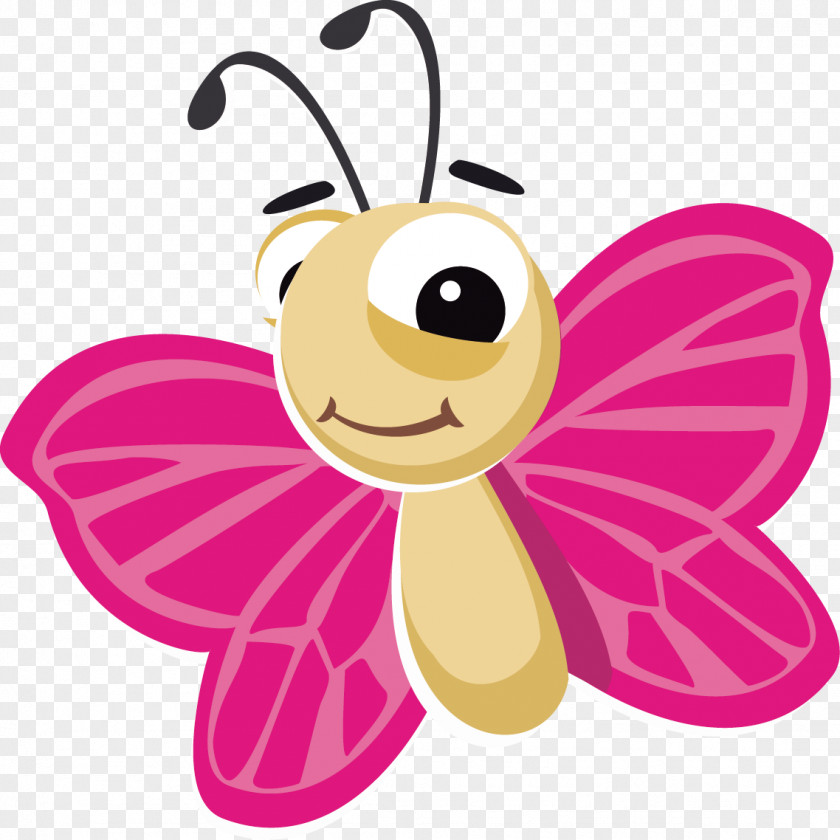 Cute Cartoon Butterfly Fly Drawing PNG