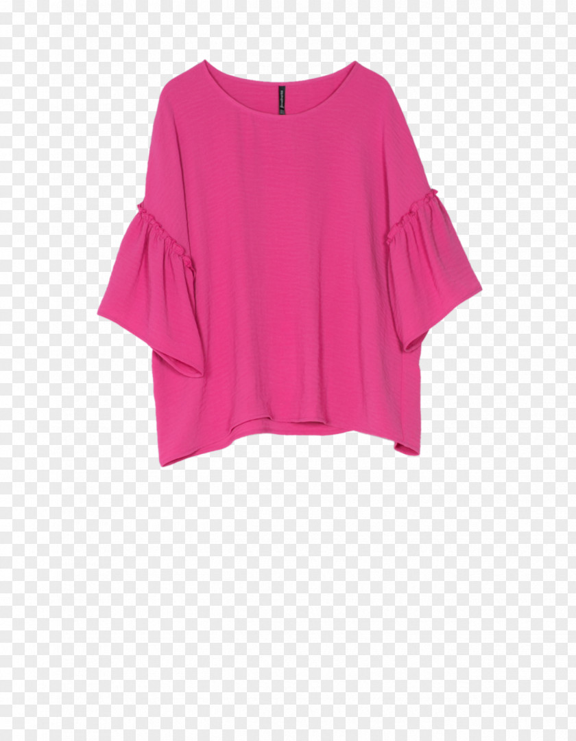 Sleeve Shoulder Blouse Pink M PNG