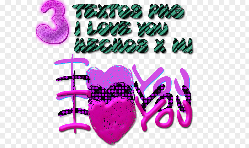 I Love You Magenta Purple Valentine's Day Font PNG