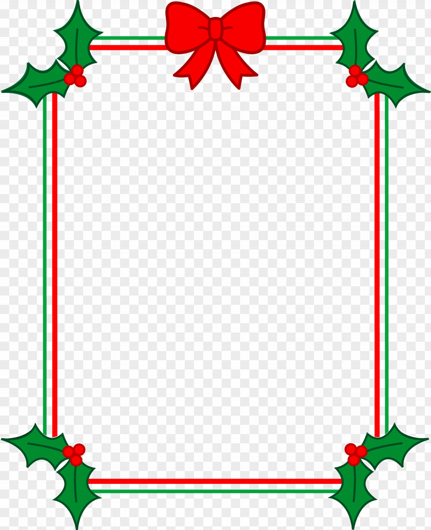 Ribbon Border Christmas Tree Lights Card Clip Art PNG