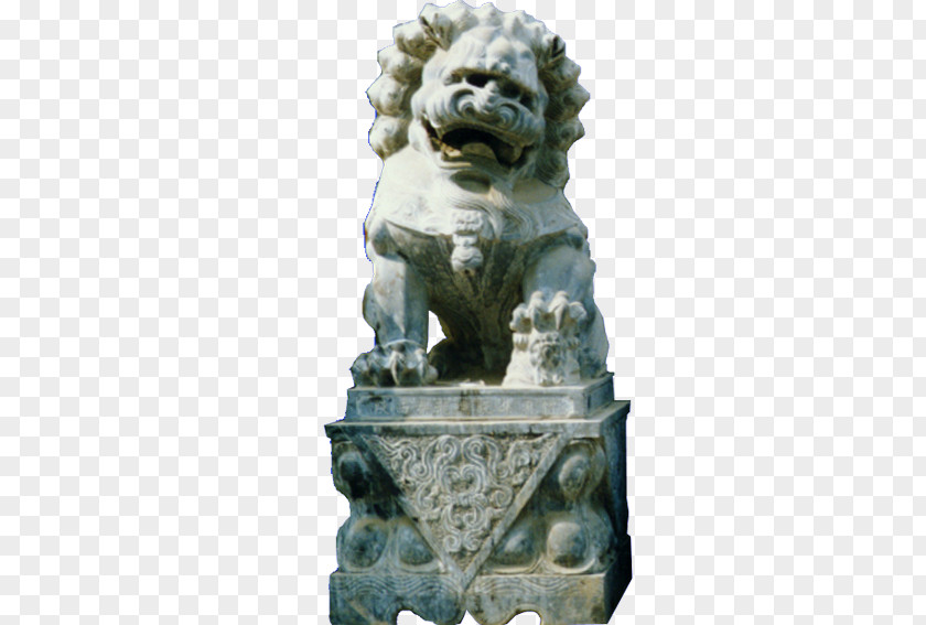 Town House Lions Stone Sculpture Chinese Guardian PNG