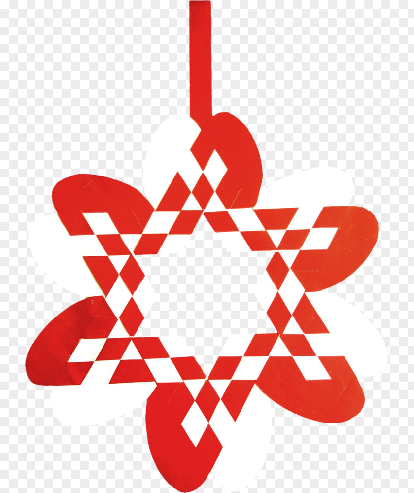 Christmas Paper Ornament Pleated Hearts Froebel Star PNG
