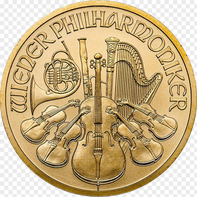 Gold Coins Austrian Silver Vienna Philharmonic Bullion Coin Mint PNG