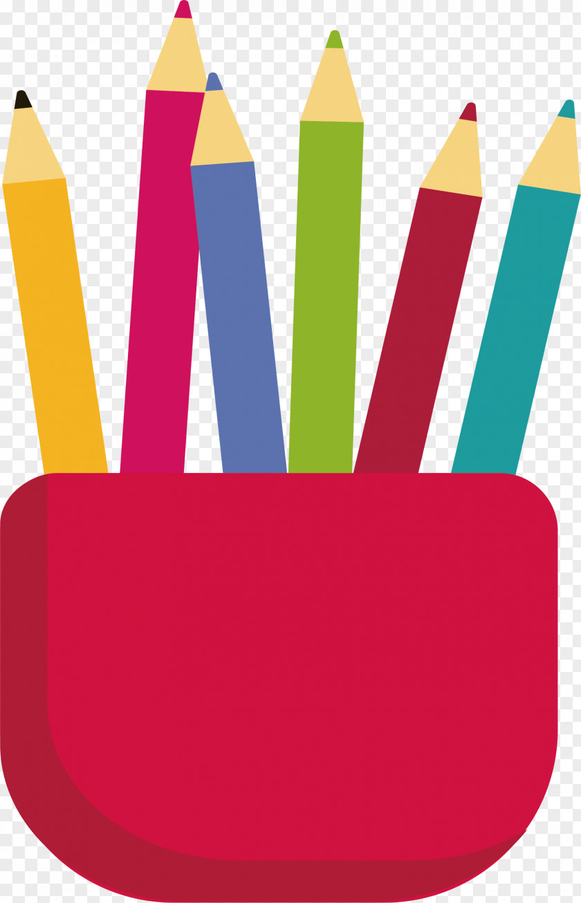 Red Pen Container Brush Pot Clip Art PNG