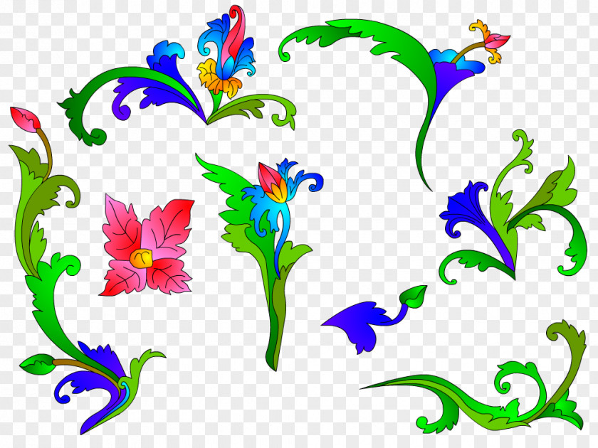 Batik Flower Floral Design PNG