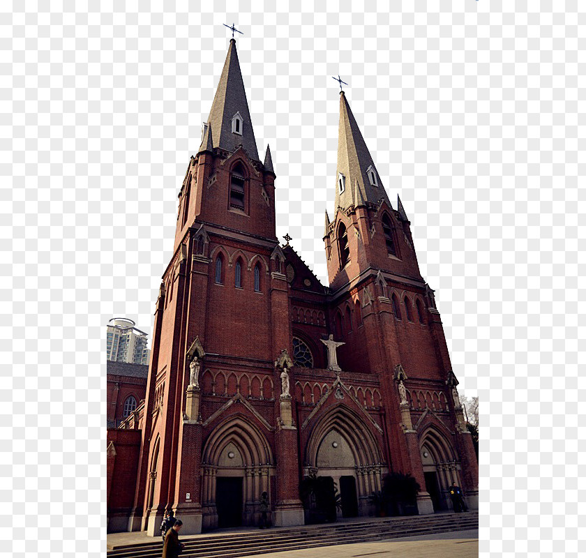 Shanghai Vintage Church Saint Ignatius Cathedral, Architecture Building PNG