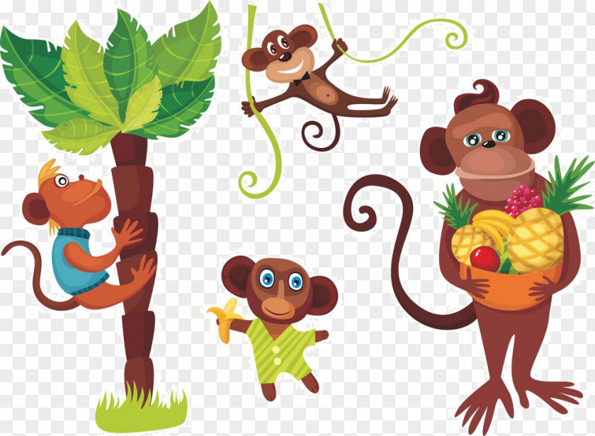 Cartoon Monkey Tree Royalty-free Silhouette Clip Art PNG