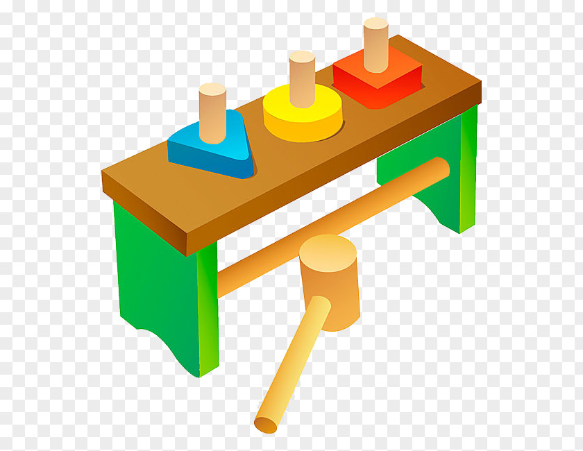 Cartoon Table And Hammer Yellow PNG