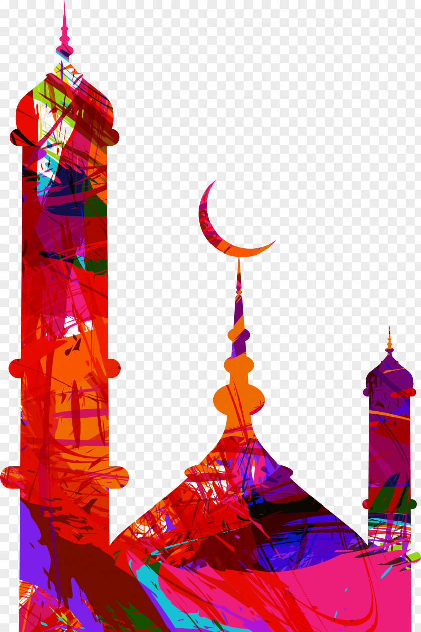 Colorful City Building Eid Mubarak Al-Fitr Al-Adha Mosque PNG