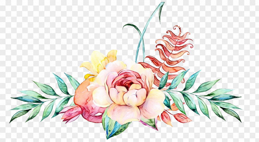 Ornament Fir Watercolor Pink Flowers PNG