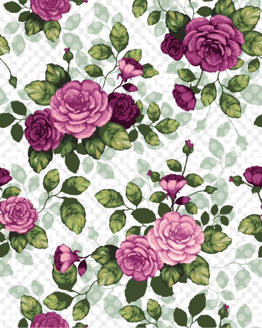 Vector Beautiful Rose Flowers Seamless Background Material Flower Drawing PNG