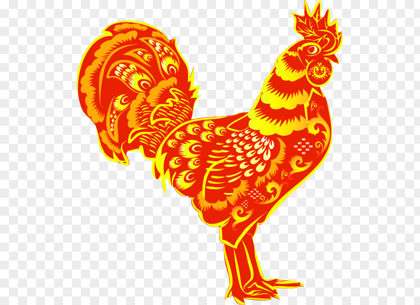 Red Chinese Wind Cock Decoration Pattern Chicken T-shirt Rooster New Year Zodiac PNG