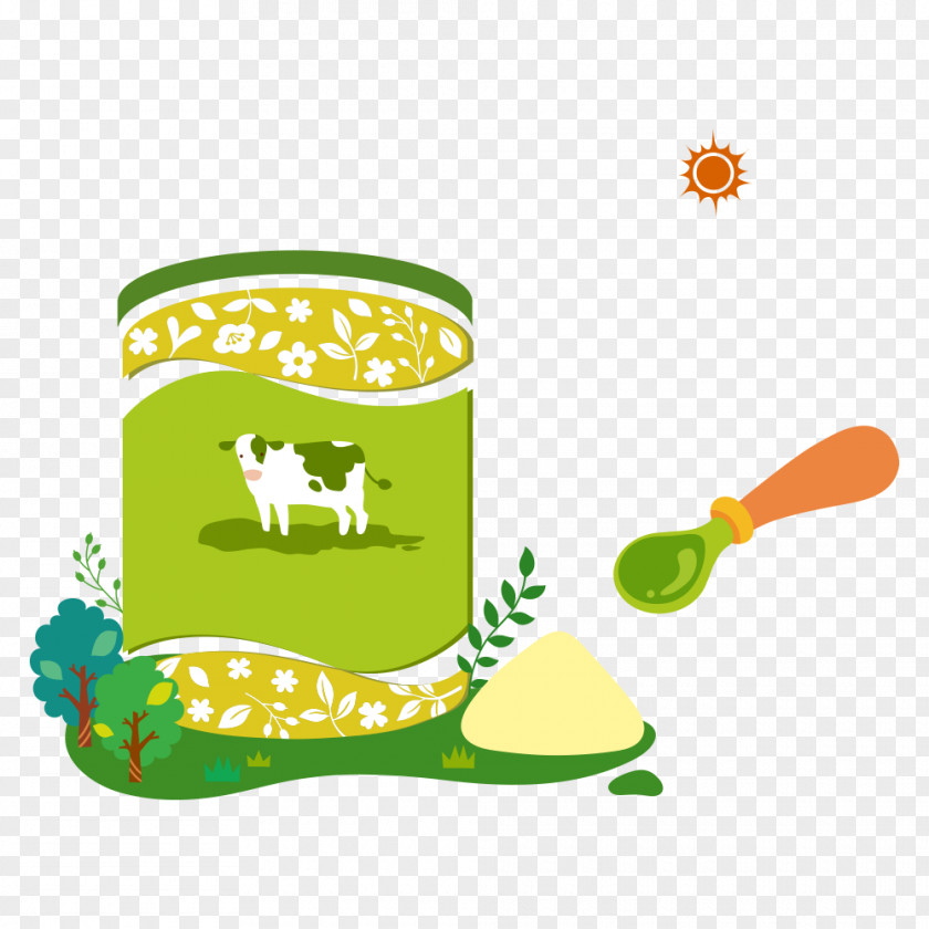Dairy Cow Powdered Milk Illustration PNG